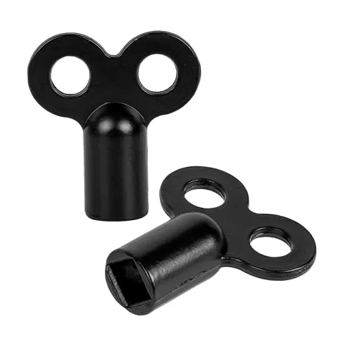 Heizkörper Entlüftungsschlüssel, 2 Stück, in Schwarz, aus Metall, Vierkant Schlüssel für Heizkörper Ventile mit 5 mm Kantenlänge, Entlüfter vier Kanten, Lüftungsschlüssel Heizung, Radiator Key 5mm