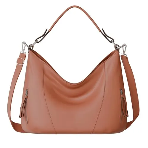 Damen Shopper Hand Henkel Tasche 30627 Brown - Handtaschen: Vegane Damen Handtasche, geräumig und vielseitig für Alltag und Freizeit mit verstellbarem Schulterriemen – elegant und nachhaltig!