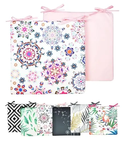 JACK Motiv Outdoor Wende Stuhlkissen 40x40cm Lounge Kissen Wasserfest Sitzkissen Garten Lotus Effekt, Farbe:Mandala Rosa