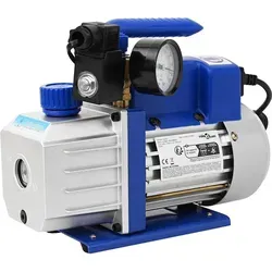 vidaXL Einstufige Vakuumpumpe mit Manometer 71 L / Min - Blau - Zubehör für Klima & Heizen: Professionelle Vakuumpumpe mit Aluminiumgehäuse, 71 L/min Saugleistung und praktischem Ölschauglas für einfachen Ölstand-Check.