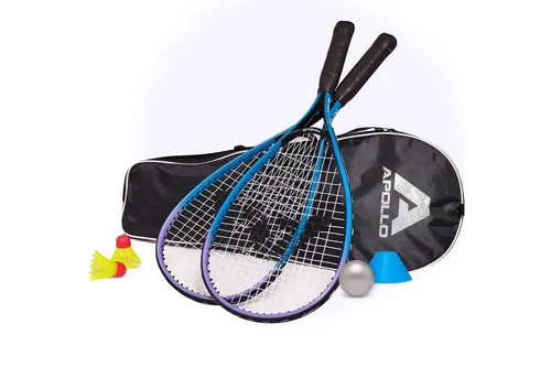 Apollo Speed-Badmintonschläger Set für Kinder - Schläger-Set für Einsteiger und Fortgeschrittene, inklusive Tragetasche, Federbällen, Schaumball und Hütchen - perfekt für den Einstieg in den Badmintonsport!
