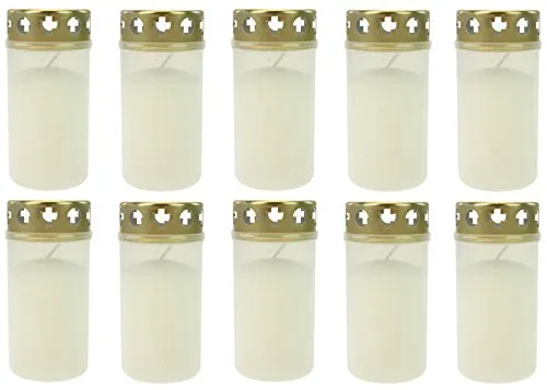 Beste Choice Grablicht Brenner Nr. 3 Weiss mit Deckel | Grabkerzen | Friedhofskerzen | Grablichtkerze | Trauerlicht | Gedenkkerze | Grabdekoration | Grabdeko (10er Pack)