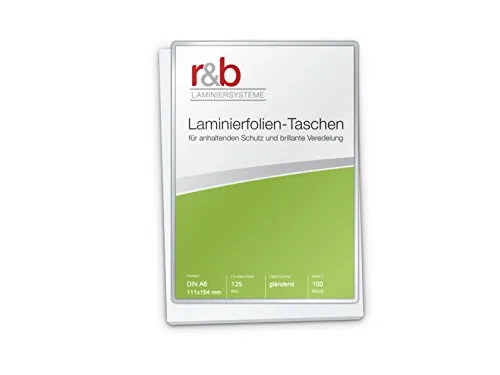 r&b FT-A6-125 Laminierfolien A6, 111 x 154 mm, 2 x 125 mic, 100 Stück, glänzend