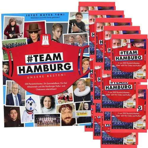 Team Hamburg Sammelsticker Album mit 20 Tüten - Vollständiges Sammelalbum für die Team Hamburg Kollektion, inklusive 20 Tüten. Ideal für Fußballfans zur Vervollständigung ihrer Sticker-Sammlung!