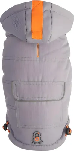 Goo-eez Schneeanzug für Hunde - Hooded Full Body Snowsuit hellgrau/grau - Wasserdichter Schneeanzug für Hunde, ideal für Winterspaziergänge. Die patentierte Technologie sorgt für perfekten Sitz und Komfort, während der Stoff flexibel ist und leicht angezogen werden kann.