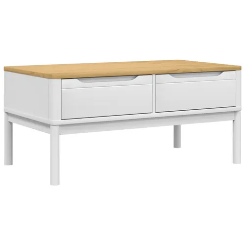 furnicato Couchtisch Moderner 99 x 55,5 x 45 cm in Weiß - Moderner Couchtisch aus massivem Kiefernholz mit zwei praktischen Schubladen. Ideal für Ordnung im Wohnzimmer und Platz für Getränke und Snacks. Stylisches Design für jede Einrichtung.
