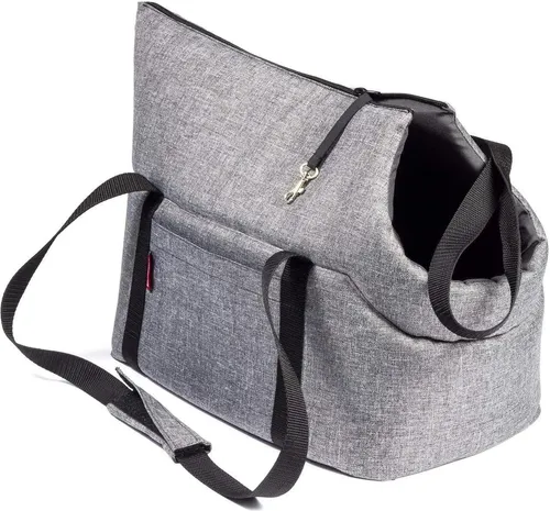 Hundetasche Tragetasche Transporttasche für Hunde & Katzen – Größe L (42×29×33 cm) – Grau – bis 15 kg