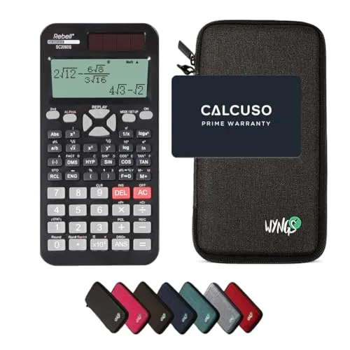 Rebell SC2060S inkl. WYNGS Schutztasche Dunkelgrau - Wissenschaftlicher Taschenrechner - Basic Set