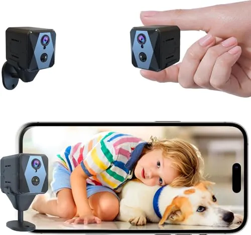 aidowocam Mini Kamera 4K - Überwachungskamera für Innen - Überwachungskamera mit 2800mAh Akku für lange Standby-Zeiten und 4K QHD-Videoqualität. Ideal für Haustier- und Babyschutz, mit KI-gestützter Bewegungserkennung und sicherem Cloud-Speicher.