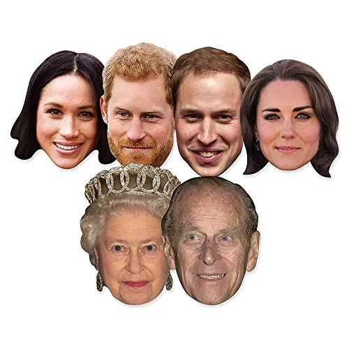 Star Einbauöffnungen SMP369 Six Pack Masken von Royal Paare inkl. Prince Harry, Meghan markle, Prince Philip, The Queen, Prince William und Kate die Herzogin von Cambridge, Hand/A