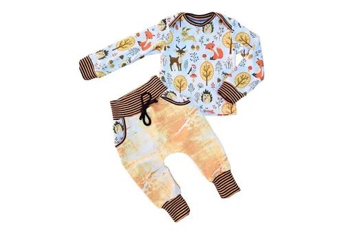 Land-Juwelen Neugeborenen-Geschenkset Set: Shirt und Pumphose Waldtiere Fuchs und Igel im Wald Geschenk