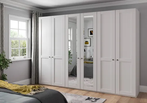 WIEMANN Marlow Kleiderschrank 300 cm mit Spiegel in weiß von WIEMANN