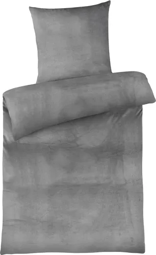 Cashmere Touch Bettwäsche 155x220 cm – Warme Winter Bettwäsche in Grau - Bettwäsche aus 100% Mikrofaser mit kuscheligem Cashmere-Touch, ideal für kalte Winternächte. Wendebettwäsche, bügelfrei und waschbar bis 40 Grad.