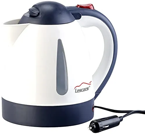 Lescars Wasserkocher 24V: Mobiler Wasserkocher für Lkw und Wohnmobil - Praktischer Wasserkocher für 24V-Anschluss in Lkw und Wohnmobil. Mit Überhitzungs- und Trockengehschutz, 800 ml Fassungsvermögen und schneller Aufkochzeit. Ideal für unterwegs!