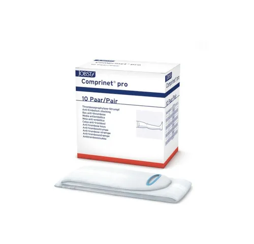 Comprinet pro Thromboseprophylaxe-Strumpf knielang, weiß Gr. 3 (10 Paar) - Hochwertiger Thromboseprophylaxe-Strumpf mit anatomischer Passform. Ideal für immobilisierte Patienten, waschbar bis zu 10 Mal. Sicherer Sitz durch Farbkennzeichnung am Zehensichtfenster.