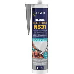 Bostik Block N531 Multi Fiber Dichtungsmasse 310ml - Bostik Block N531 Multi, fiberverstärkte Dichtungsmasse in grau, ideal für Abdichtungen und Leckstellen. Rissüberbrückend bis 10mm, UV-beständig und auch auf feuchten Untergründen anwendbar. Perfekt für Dach- und Bauprojekte.