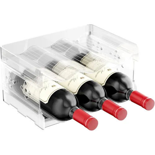 Weinregal Set stapelbar Flaschenregal transparent für Kühlschrank Schrank Küche