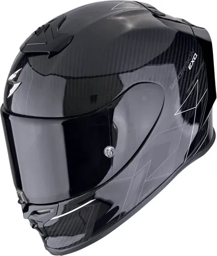 Scorpion EXO-R1 Evo Carbon Air Cynergy Integralhelm - Schwarz/Weiß - M - Motorradhelm mit ultra-leichtem Carbonfaser-Gehäuse und innovativem Airfit™ System für individuelle Passform. Genießen Sie maximalen Schutz und Komfort bei jeder Fahrt.