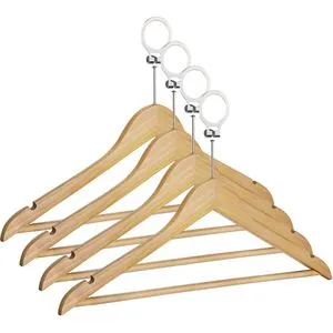 Wenko Kleiderbügel 64030100, aus Holz, Hotelbügel, buche, 45cm breit, 4 Stück