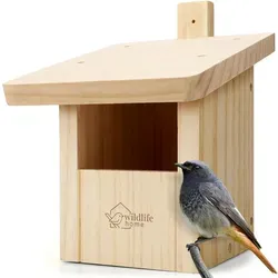 WILDLIFE HOME Nistkasten Halbhöhle für Rotschwänzchen - Vogelhäuser, wetterresistenter Nistkasten aus Holz, ideal für Rotschwänzchen - bietet sicheren Rückzugsort und Nisthilfe in Ihrem Garten.