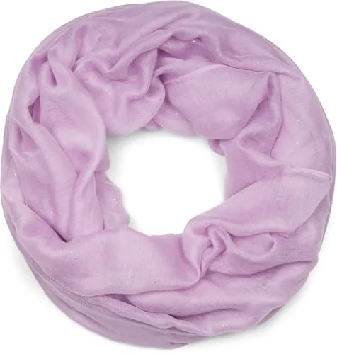 styleBREAKER Damen Loop Schal mit Glitzer-Effekt | Einfarbiger Schlauchschal aus weicher Viskose | Leicht & Elegant | 87 x 93 cm, Farbe:Flieder