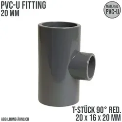mm PVC Klebe Fitting T-Stück 90° Winkel reduziert 20 x 16 x 20 mm Muffe Verbi... 20