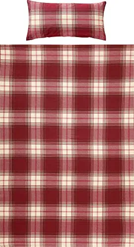 REDBEST Bettwäsche Biber rot 135x200 cm - Bettbezüge im stilvollen Karo Design, aus 100% Baumwolle, pflegeleicht und kuschelig warm für einen erholsamen Schlaf.