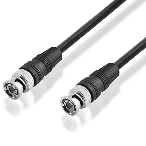 BestPlug 1 Meter Coaxial BNC Kabel, BNC Stecker auf BNC Stecker vergoldet, 50Ohm, Schwarz