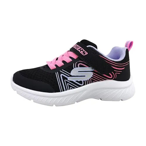 Skechers Unisex Kinder Microspec Plus Swirl Sweet Sneaker, Schwarz, 33.5 EU