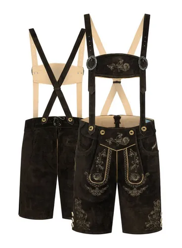 Steigenhöfer Manufaktur Trachtenlederhose Lederhose Herren Tracht kurz - Ludwig - 100% Rindsleder - Kurze Hose (Inklusive verstellbaren Trägern) Traditionelle Echtlederhose - Ideal für Dein Oktoberfest Herren Outfit