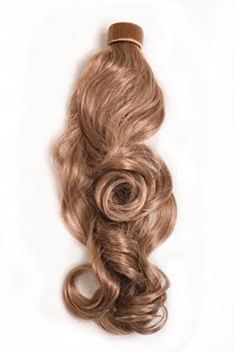 WIG ME UP Haarteil Zopf Pferdeschwanz neues System mit Steckkamm Haarreif Haarband Blond Mischung gewellt leicht lockig 45 cm ROSY-27+613