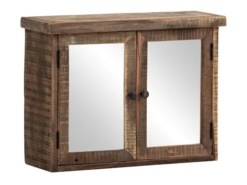 Woodkings Spiegelschrank Sumatra | Rustikaler Hängeschrank 60x45x20 cm - Spiegelschrank aus recyceltem Altholz im Landhausstil – Ideal für kleine Badezimmer oder Gäste-WCs und sorgt für eine warme, rustikale Atmosphäre.
