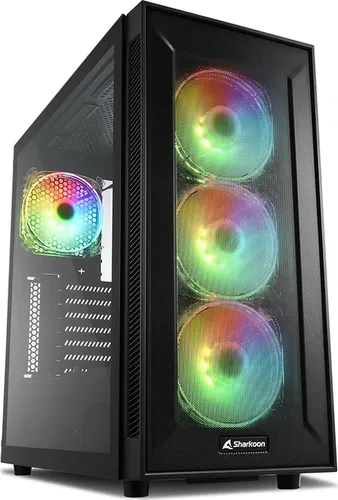 Sharkoon TG6M RGB PC Gehäuse - Effektive Kühlung mit 3 adressierbaren RGB-Lüftern, optimaler Airflow und anpassbare Beleuchtung
