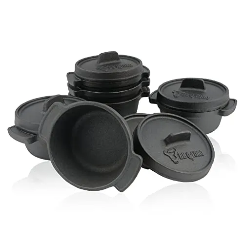 BBQ-Toro Mini Dutch Oven Set (6 Stück) in schwarz von BBQ-Toro