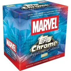Topps Marvel Comics Chrome Sapphire Hobby Box 2025 - Erlebe den Saphir-Glanz der Marvel Comics mit der 2025 Topps Chrome Sapphire Hobby Box. 8 Packungen, 200 Karten und exklusive Inserts für leidenschaftliche Sammler.