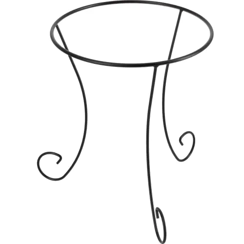 KADAX Blumentopfständer, Pflanzenständer aus Stahl, wetterfester Blumenständer für Innen- und Außenbereiche, Balkon, Terrasse, Garten, Pflanzenhalter, Blumentopf-Halter, schwarz (rund, hoch)