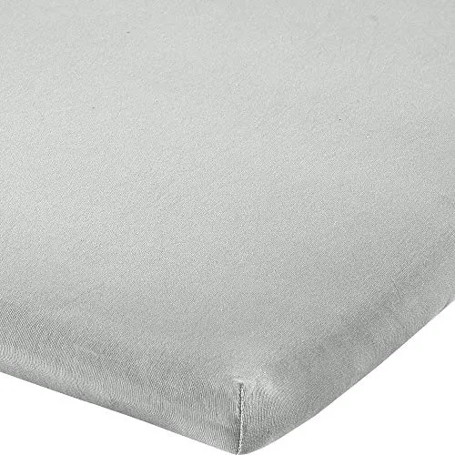 REDBEST Topper-Spannbettlaken Denver Elasthan-Jersey-Stretch Silber Größe 90x190 cm - 100x200 cm - besonders weich und anschmiegsam, bügelfrei, mit Rundumgummi