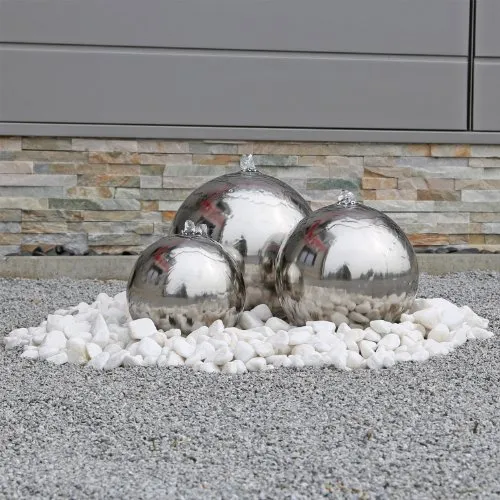 CLGarden Edelstahl Kugelbrunnen ESB2 mit LED Beleuchtung von CLGarden