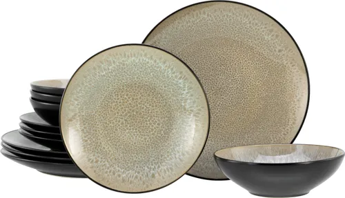 CreaTable, 24463, Malmö Beige, Tellerset 12-tlg, Steinzeug