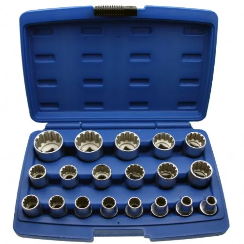 Alkan Multi Steckschlüsseleinsatz Steck-Nuss Schraubenschlüssel Kombination für ZOLL INCH SAE Vierkant Vielzahn und Torx Schrauben mit 1/2