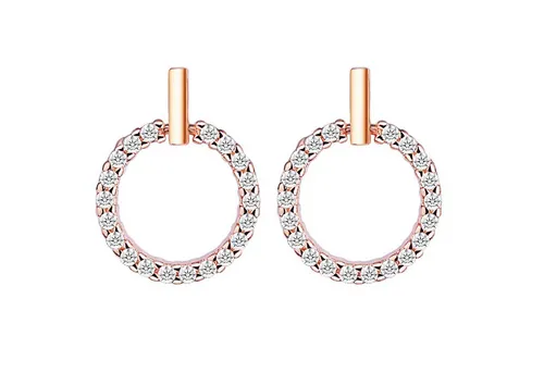 LÖB Paar Ohrstecker 18K Roségold vergoldet Ohrstecker Zirkonia Kreis Offen Ring Anhänger (Geschenke für Frauen Beste Freundin Mutter Mama Damen zum Geburtstag Weihnachten Weihnachtsgeschenke, Inkl. Schmuckbox), Damen Ohrringe Strass Glitzer Steine Modern Minimalistisch Rund Klein