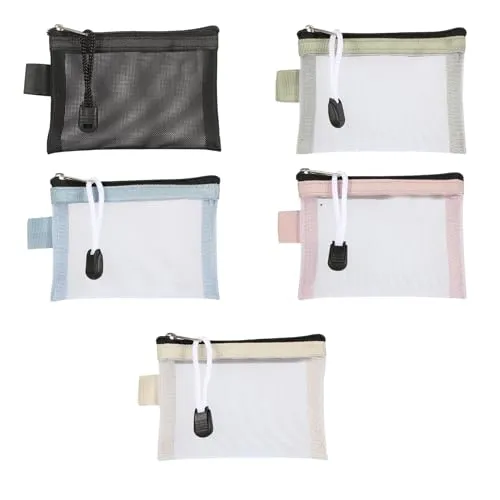 Stück Mini Tasche,7.5 * 11cm Mini Kosmetiktasche mit Reißverschluss,Transparente Aufbewahrungstasche aus Netzstoff,für die Aufbewahrung Kleiner Gegenstände,Schlüssel Personalausweis,Bankkarte. 5