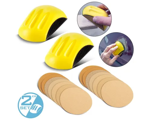 STAHLWERK Schleifdreieck Handschleifblock 2er Set aus PU-Schaumstoff mit Klett-Schleifmittel, (Packung, 2 St., Set)