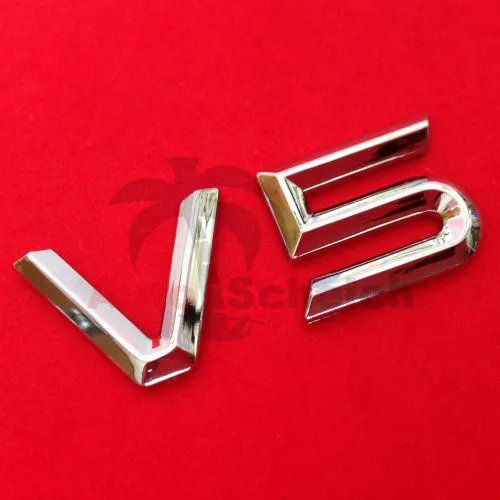 V5 Emblem Zeichen Chrom Schriftzug Auto Aufkleber Motorhaube Kotflügel Logo 3D