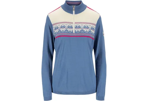 Dale of Norway Liberg Sweater Damen - Sportlicher Damenpullover aus weicher Merinowolle mit Blockfarben und klassischem Muster. Ideal für Freizeit und Sport, mit mittelhohem Halsausschnitt und Reißverschluss.