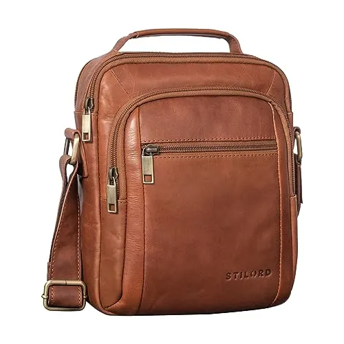 STILORD 'Lucky' Umhängetasche Herren - Vintage Leder Crossbody Bag - Herren-Schultertaschen mit klassisch modernem Design und praktischem Stauraum für Tablet und Schlüssel. Ergonomischer Tragekomfort dank verstellbarem Lederriemen.