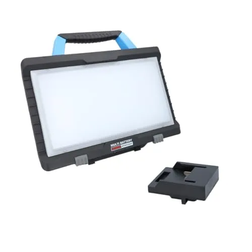 BTEC Worker Multi Akku 50 Watt Arbeitsleuchte IP54 LED Baustrahler Arbeitslampe Bauleuchte Werkstattlampe Baustellenlampe LED mit Adapter passend für Bosch18V Akkus - OHNE AKKU