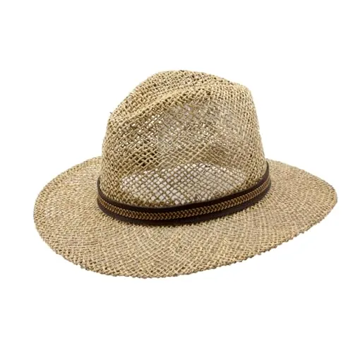 Scheibler Workwear – Strohhut Theo Herren – klassischer Trilby Hut aus Stroh – Sonnenhut für den Sommer – verfügbar in den Größen 57-61 (Hellbraun)