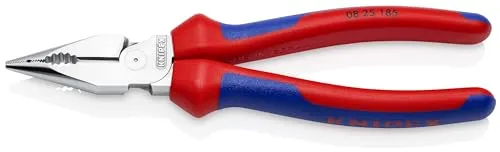 Knipex-Werk Spitzkombizange 08 25 185 SB - Hochwertige Spitzkombizange von Knipex mit ergonomischen 2K-Griffen für präzises Greifen und Biegen, ideal für Elektriker und Handwerker.