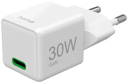 Hama Universal-Netzteil/Ladegerät Schnellladegerät USB-C (30W) - Universal-Netzteil für schnelles Laden, 30W Leistung, ideal für Smartphones und Tablets, kompakte Bauweise in elegantem Weiß.